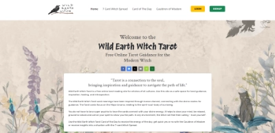 screenshot of Wild Earth Witch Tarot webpage